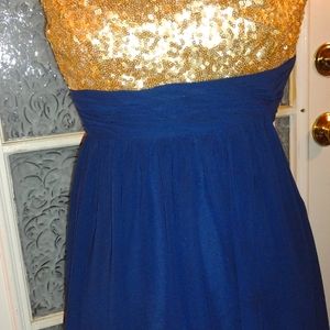 Azaeie Blue and Gold Ladies Dress